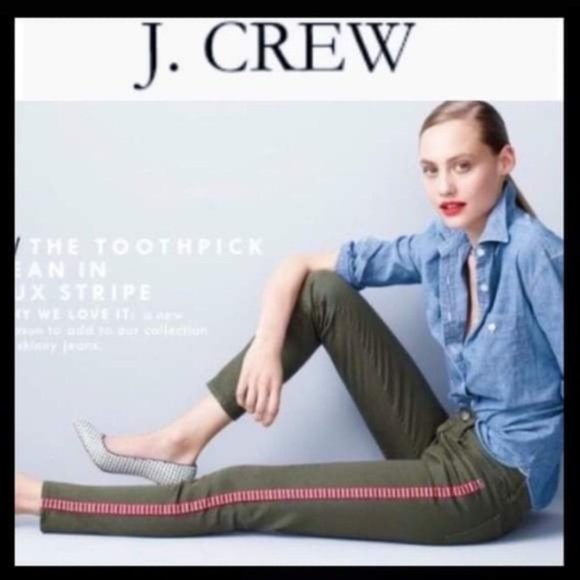 J. Crew Toothpick Ankle Pants Jeans with Tux Stripe sz 26 - Picture 1 of 13